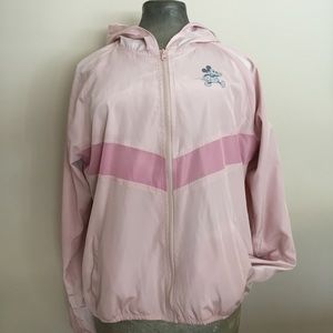 Disney Mickey Windbreaker Sz L Hoodie Light Pink